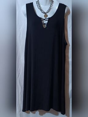 Black Sleeveless Lace-Up Front Dress